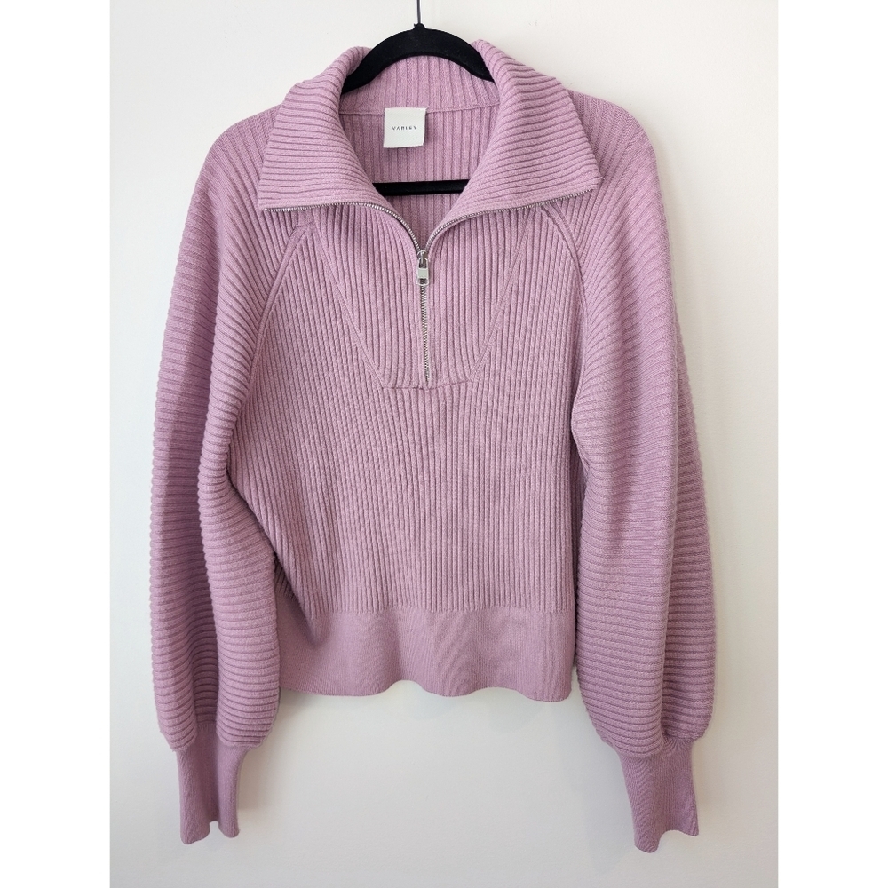 Varley Reid Ribbed Half Zip Sweater In Pink